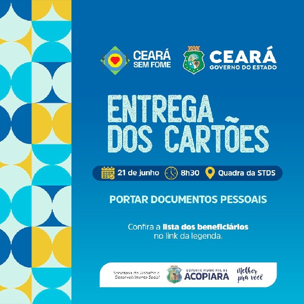 Governo Municipal de Acopiara divulga relação de famílias beneficiadas com o Programa "Ceará Sem Fome"